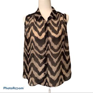 ⭐️2 for $11⭐️ AB Studio Black/Tan semi sheer blouse